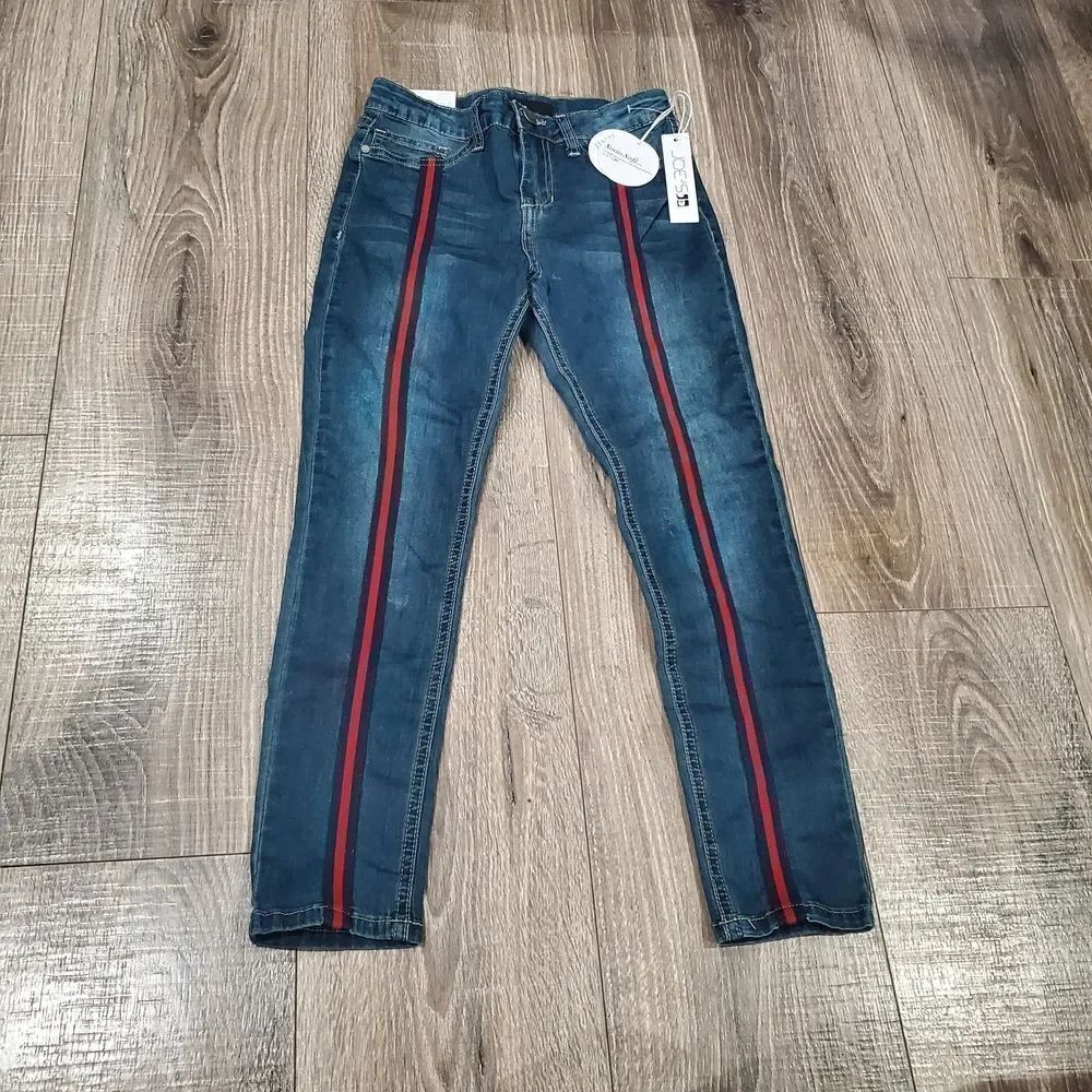 NEW JOE'S Girls Skinny Jeans Size 10 High Rise Jeans with Red Stripe